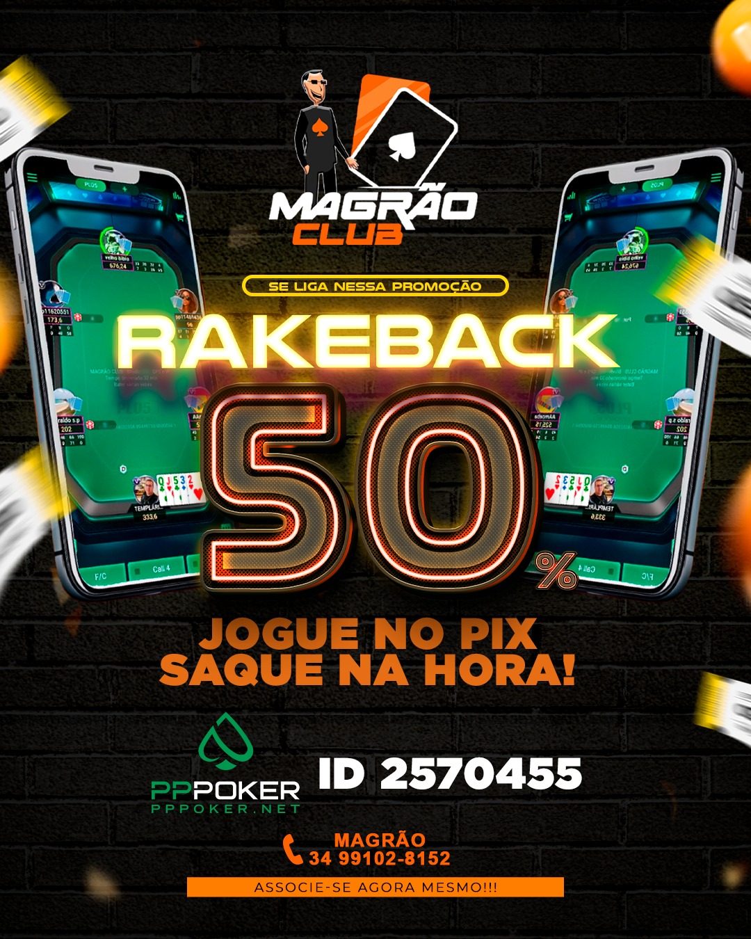Rakeback 50%: jogue no Pix e saque na hora